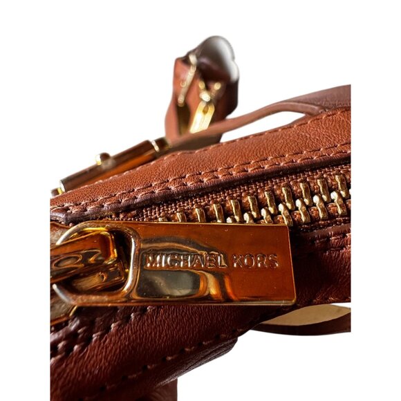 Michael by Michael Kors Womens 7.5M Anya Brown Leather Zipper Buckle Strap Heels - Picture 11 of 13